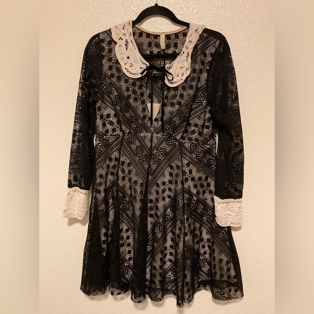 FREE PEOPLE- Long Sleeved Mini Dress - Lacey Dress - Rare Vintage